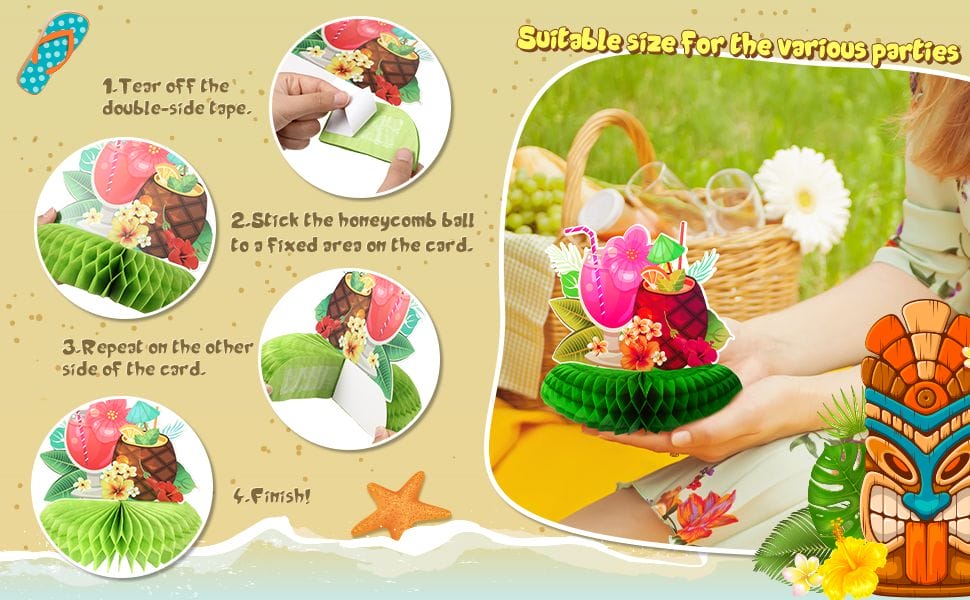 summer themed paper table decorations with suitable size for various parties