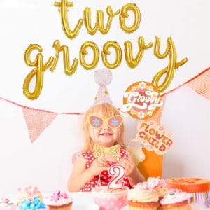 two groovy vintage hippy photo booth props for kids