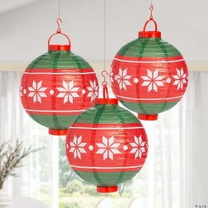 10inches christmas ornaments hanging paper lanterns 3pcs