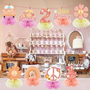 9 Pcs Groovy Birthday Theme Table Topper Party Supplies Table Decorations