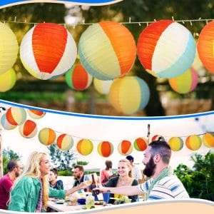 Beach Ball Style Paper Lanterns Garland for party