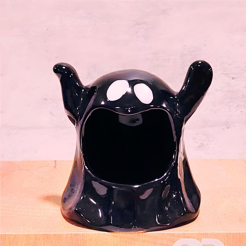 Black Halloween Ghost Ceramic Candle Holder