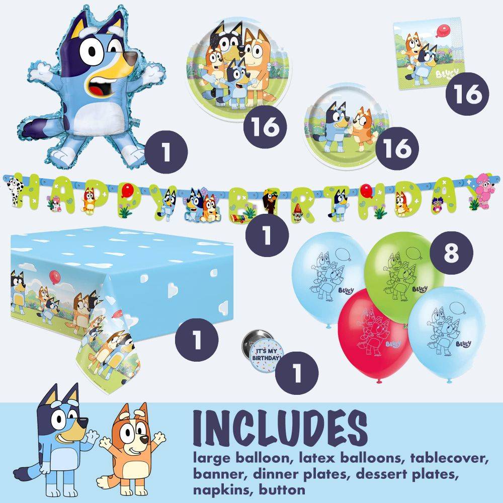 Bluey Birthday Party Supplies With Bluey Balloons, Banner, Tablecover ...