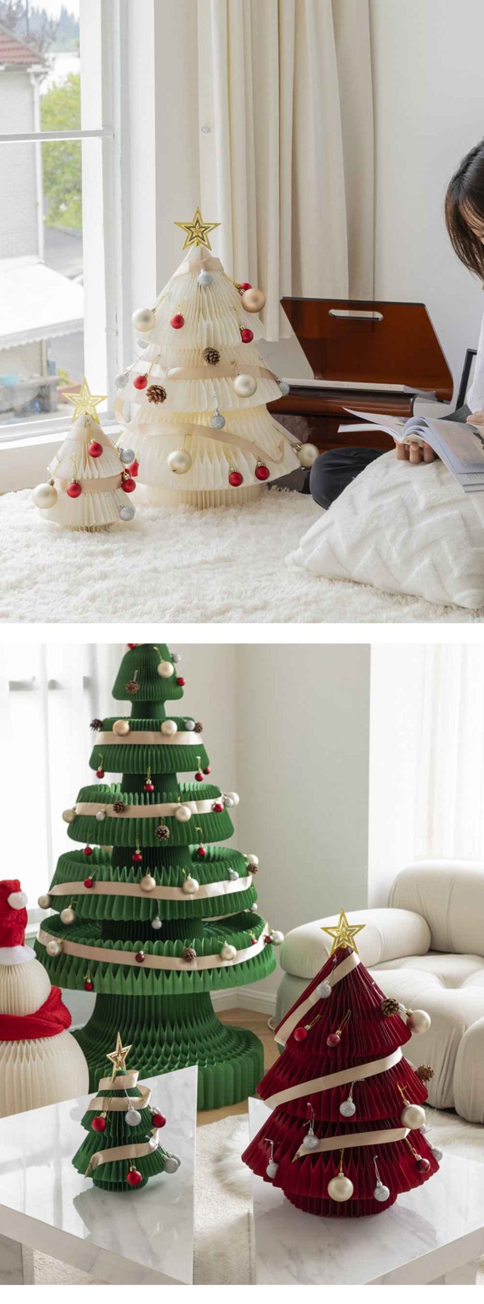 Christmas Tree Ornaments Honeycomb Paper Crafts Table Centerpieces