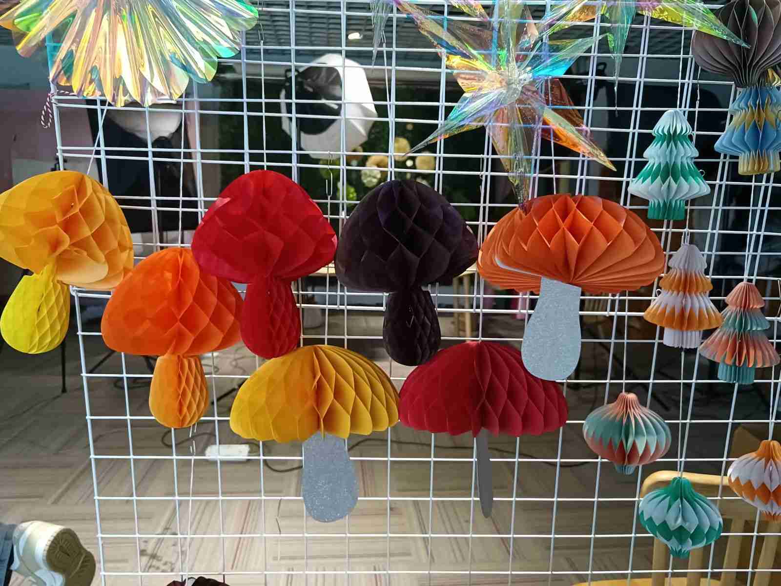 Colorful Mushroom Decorations Paper Honeycomb Crafts