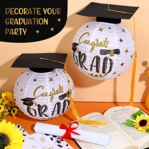 Congrats Black Grad Cap Paper Lanterns