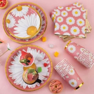 Daisy Flower Party Supplies Tableware Set Summer Spring Disposable Dinnerware