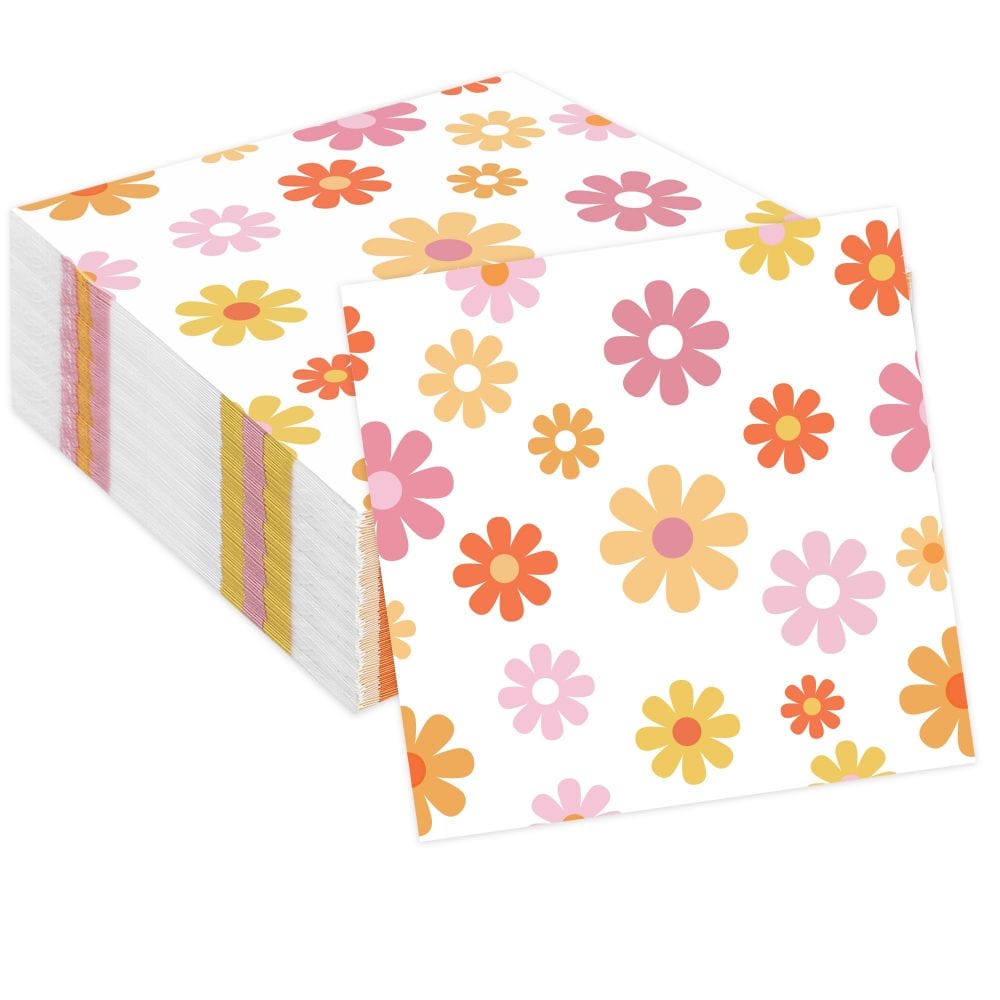 Daisy Paper Napkins Groovy Daisy Boho Decorative Dinner Napkins 3Ply SUNBEAUTY