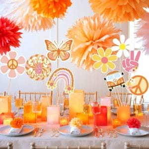 Daisy Party Decorations Photo Props with Pompom Flowers