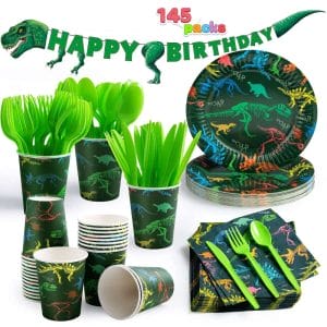 Dinosaur Birthday Party Supplies with Trex Banner for Boys