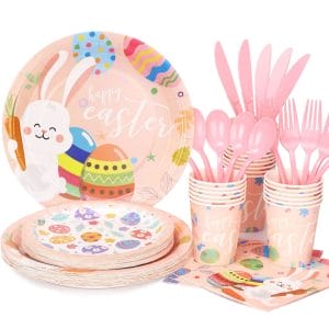 Easter Plates and Napkins Including Paper Plates Cups Napkins Forks Spoons Knives