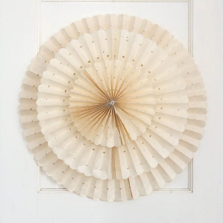 Cream white flake paper fans