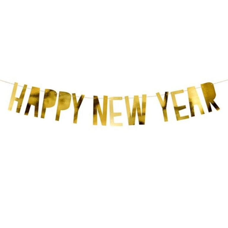 Gold Happy New Year Paper Letter Banner