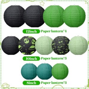 Green Black Alien Space Theme Paper Lanterns