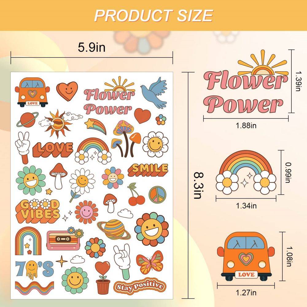 Groovy Hippie Boho Stickers 50Pcs Retro 70S Decals Wholesale sticker 