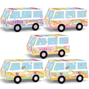 Groovy Party Truck Boxes for Centerpieces Table Decor Retro Hippie Themed Party Favors