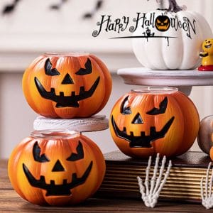 Halloween Grimace Pumpkin Candle Holder