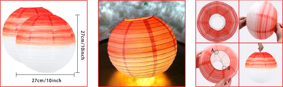 Hanging Decorative Paper Lanterns Reusable Round Paper Lanterns size and details