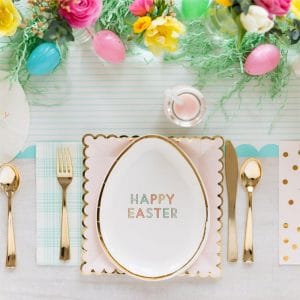 Happy Easter Plates with knife spoon and fork