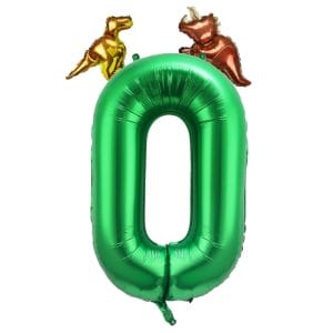 Number 0 Foil Balloons with Mini Dinosaur Foil Balloons