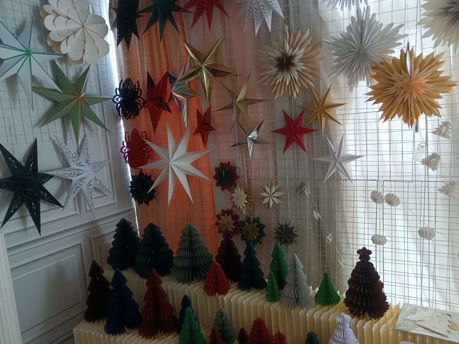 Paper Christmas Star Paper Snowflake Fan Paper Decorations