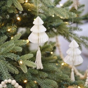 Paper Honeycomb Cream Christmas Tree Decorations
