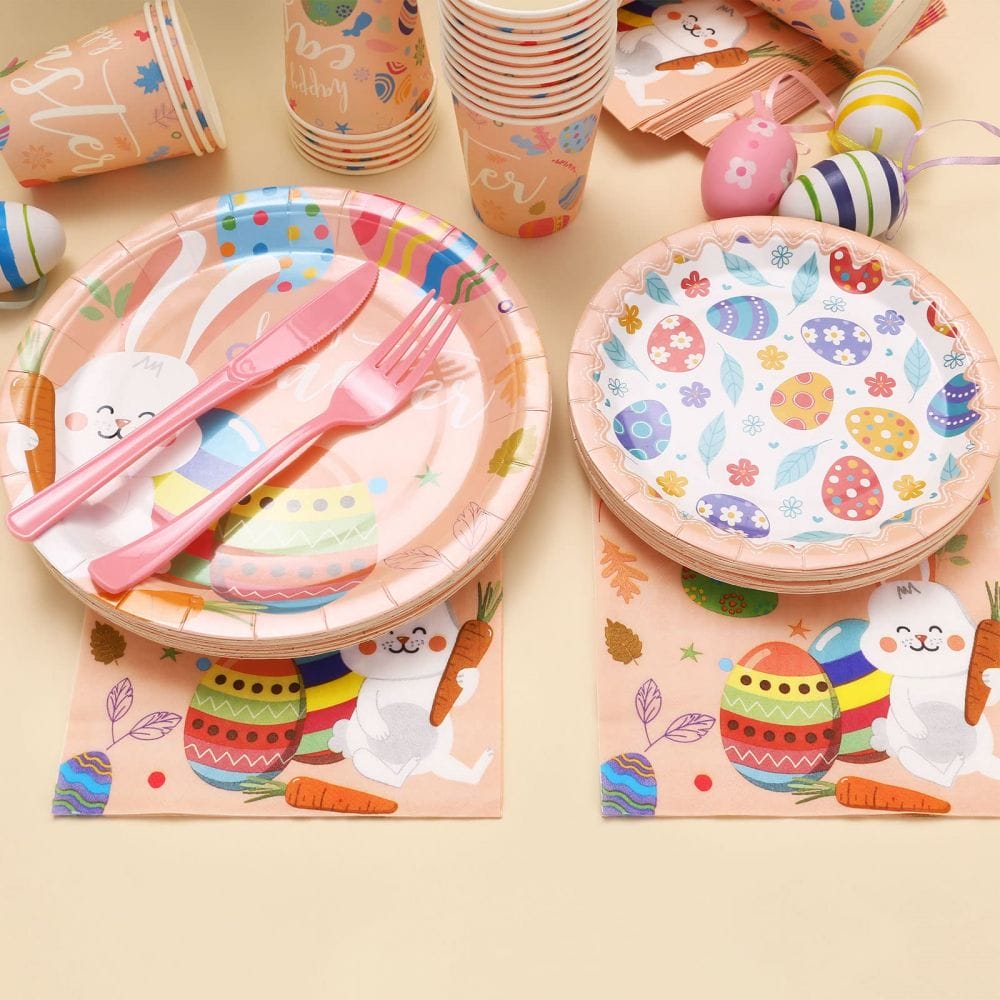 Party Supplies Easter Table Decorations paper plates and forks