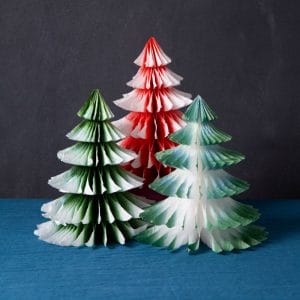 Red and Green Ombre Paper Honeycomb Tree Decorations Christmas Tree