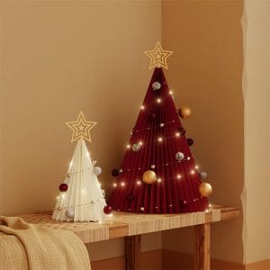 Red and White Christmas Tree Kraft Paper Honeycomb Decorations Centerpieces