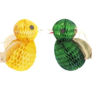 Vintage Honeycomb Bird Ornaments