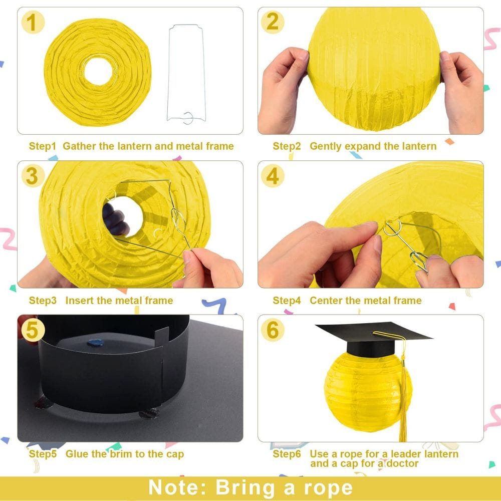 Yellow Lantern Graduation Cap Style installation