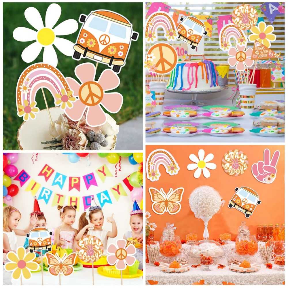 extensive use of photo props for birthday, outdoor party