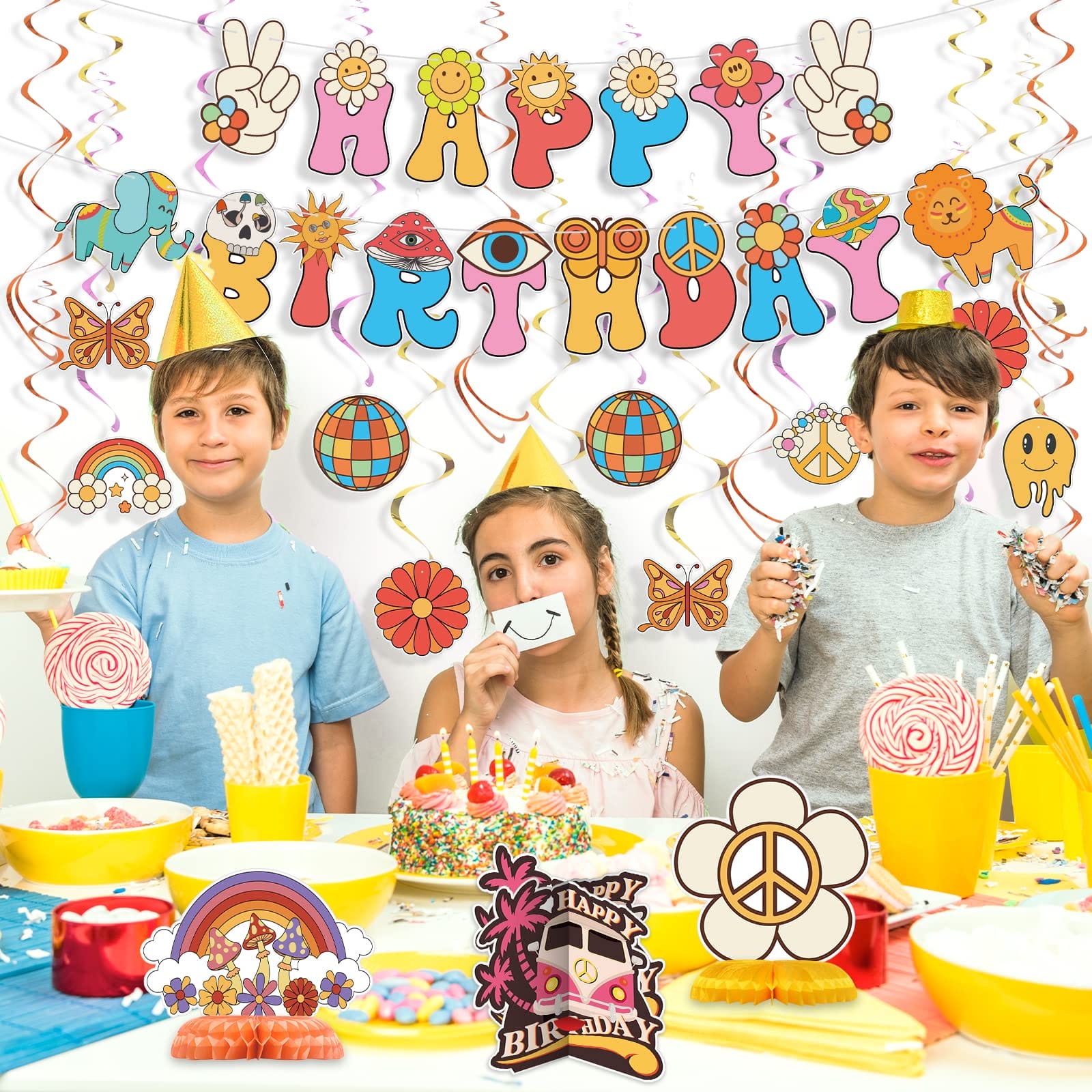 groovy boho birthday party decorations for kids