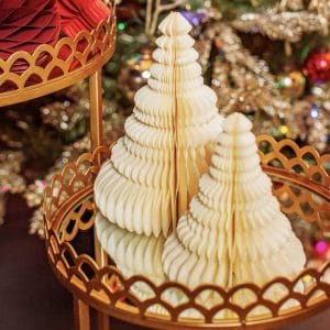 Cream Yellow Christmas Honeycomb Paper Trees