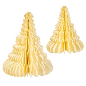 Cream Yellow Honeycomb Tree Standing Decoration Set Of Two