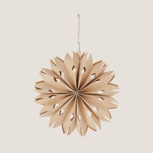 Paper Star Ornament With Led Light Natural