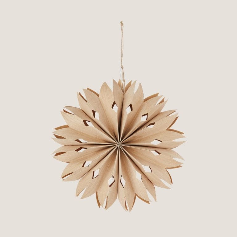 Paper Star Ornament With Led Light Natural