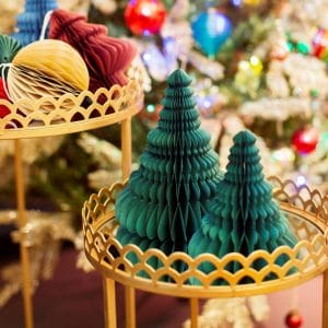 Green Paper Honeycomb Tree Standing Decoration