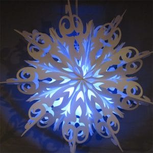 Hollow Snowflake Paper Star Light Lantern with Blue Light