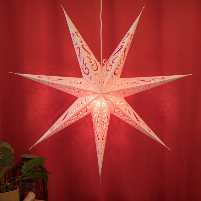 Hollow out Paper Star lanterns 7-Pointed Star with Lights