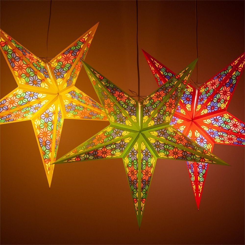 Multi-Coloured Paper Star Lantern Handmade Paper Home Decor