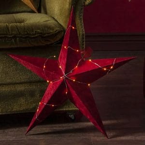 New Popularity Velvet Paper Star with Dew Drop LED String Lights