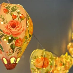 Paper Floral Mini Hot Air Balloons with Fairy Lights