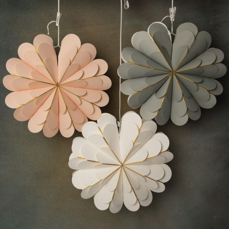 Paper Flower Lanterns with pink gray and white color