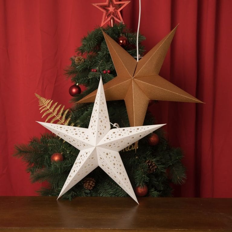 Paper Star Lamps White Gold Christmas Star Lights