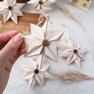 Paper Star With Coconut Button Christmas Ornaments