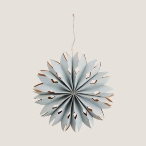 Powder Blue Paper Flake Star Christmas Ornament With Led Light