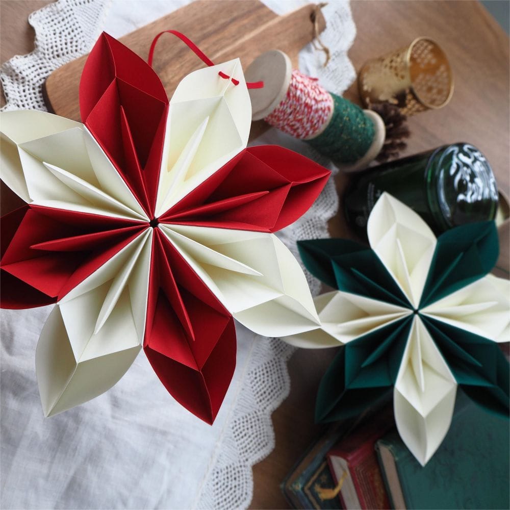 Red and Green Christmas Paper Snowflake Decoration