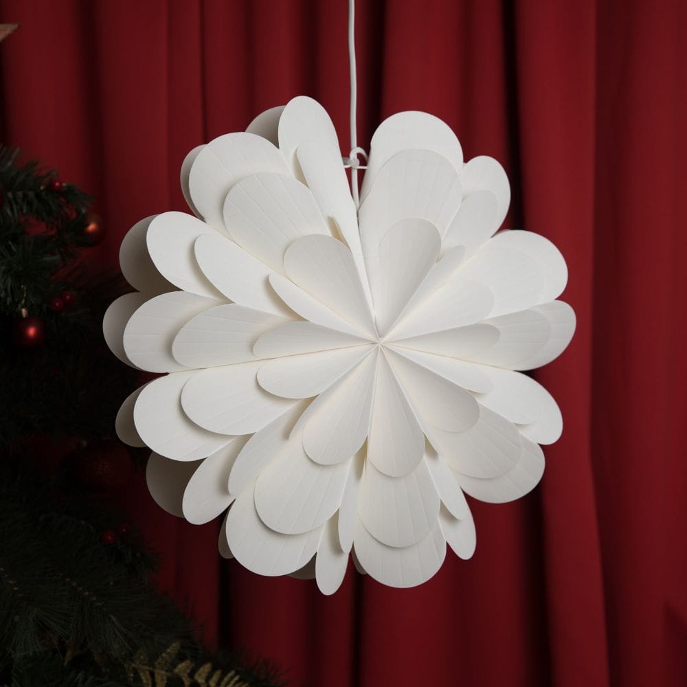 Snow White Hanging Paper Lamp Floral Fan Decor