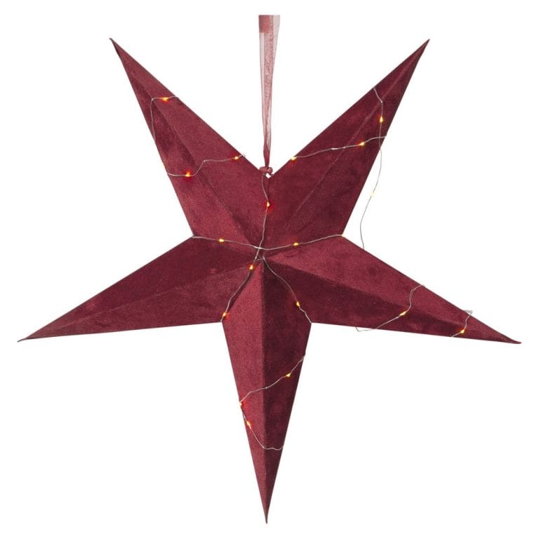 Velvet Paper Star with Dew Drop LED String Lights